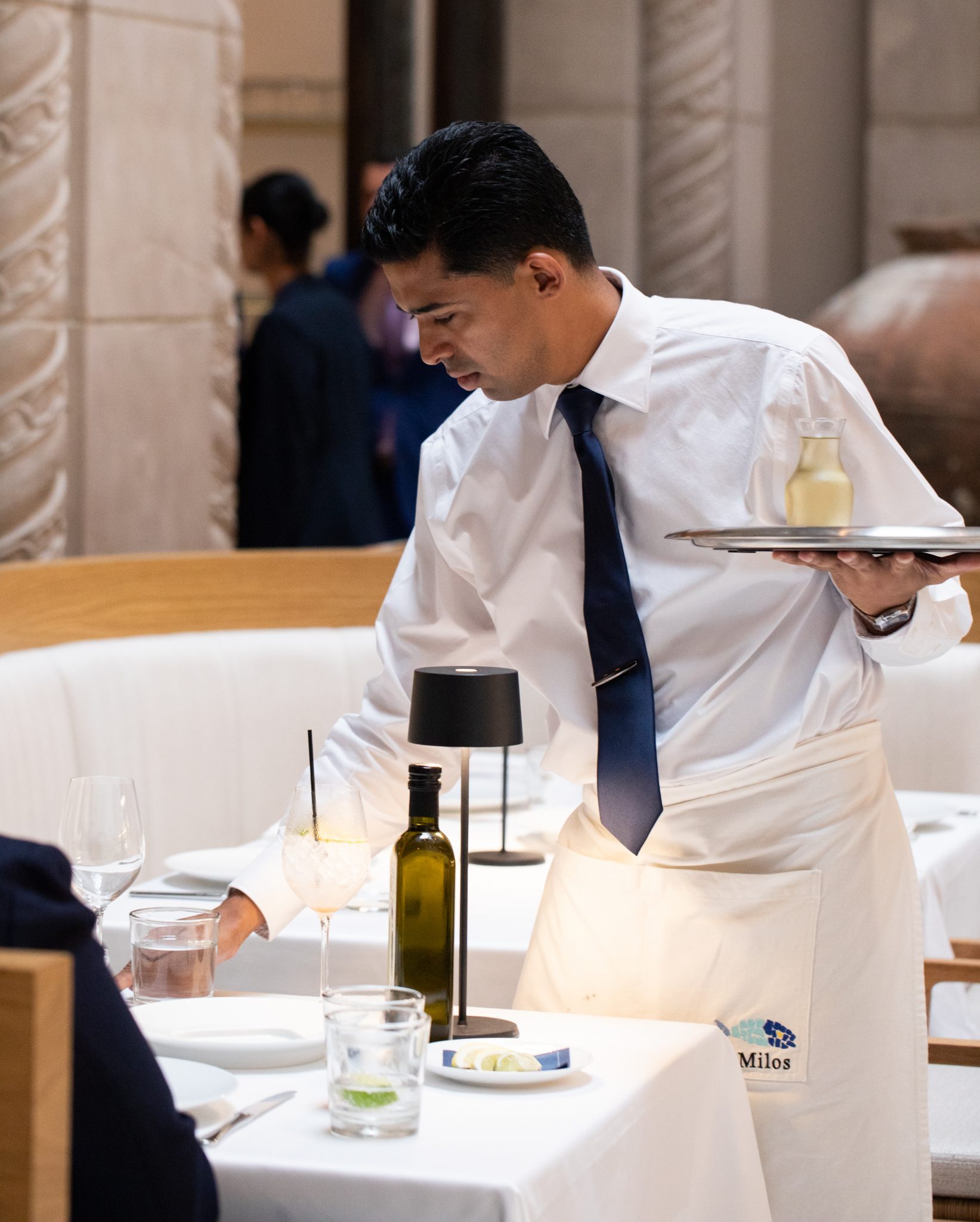 server at at table