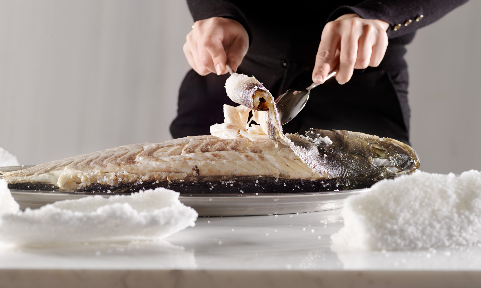 Salt Baked Fish prepared tableside