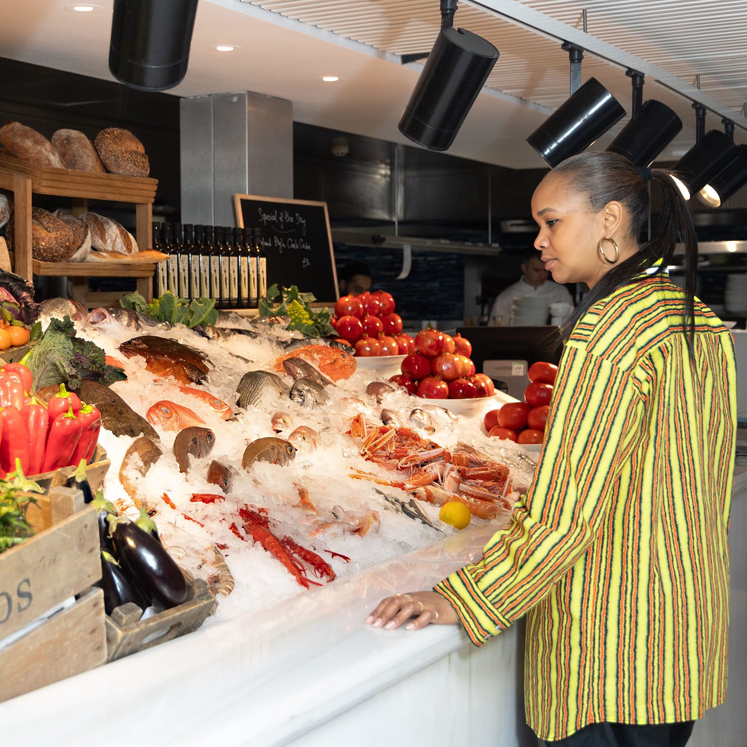 Lakwent Maciver at the estiatorio Milos London fish market