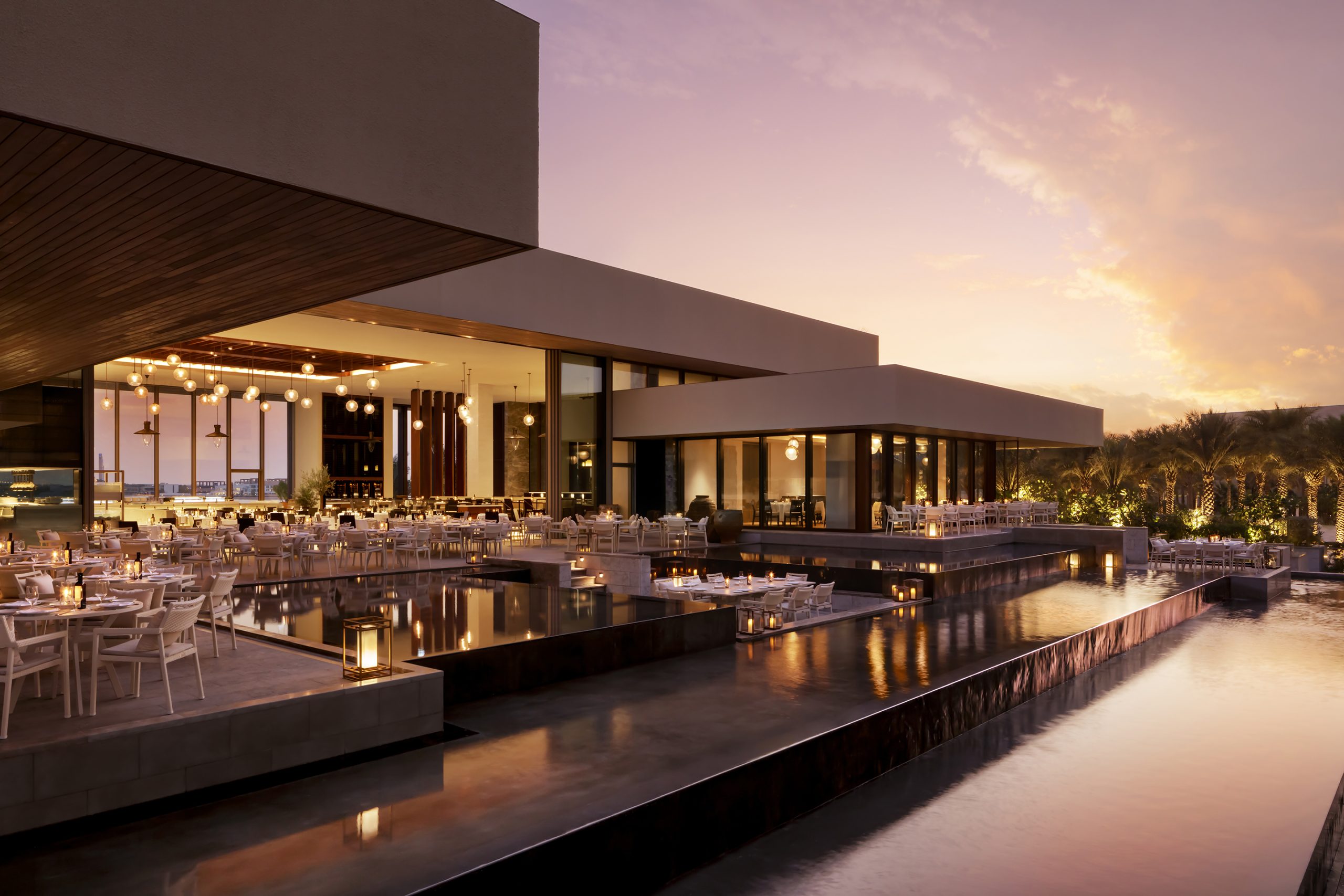 Milos Dubai exterior at dusk